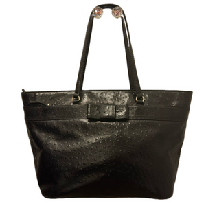 KATE SPADE ♠️ Harmony Valencia Road Black Leather Tote Ostrich Embossed bow